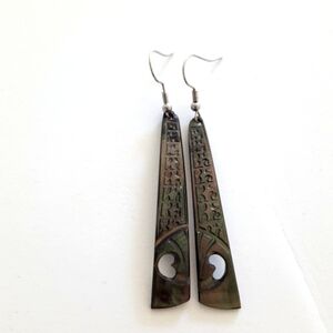 Hand carved earrings from Tahiti
